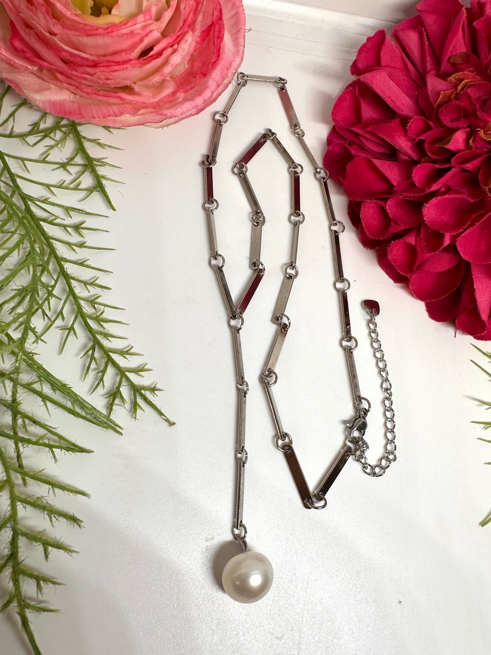 NEW ⚜️ Cultured Pearl Lariat Chain Necklace